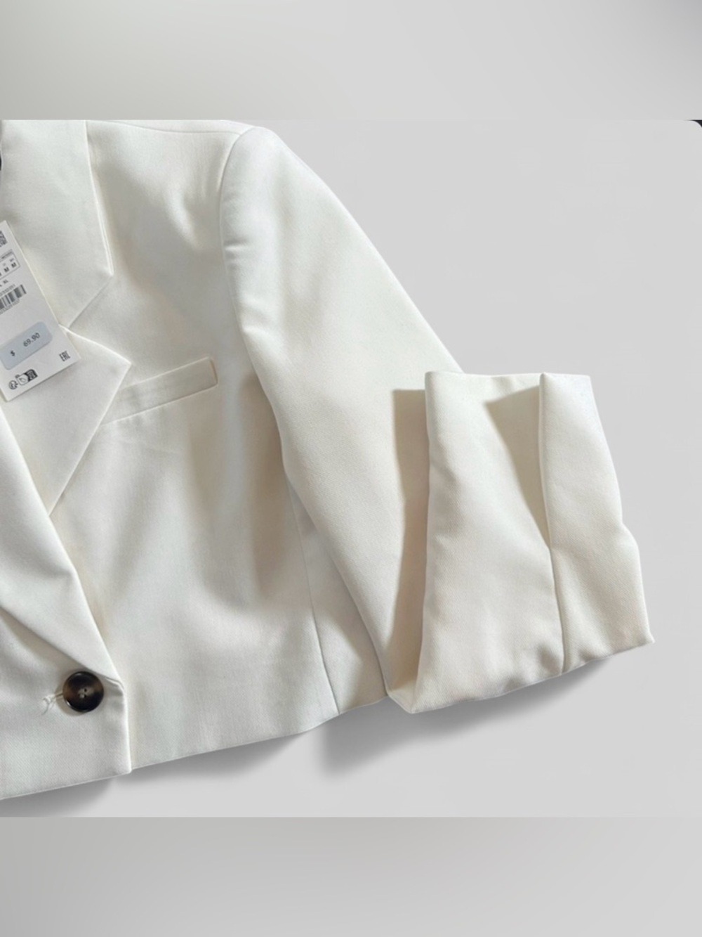 Zara-CROPPED DOUBLE BREASTED BLAZER - Oyster White size M NWT - Picture 7 of 10